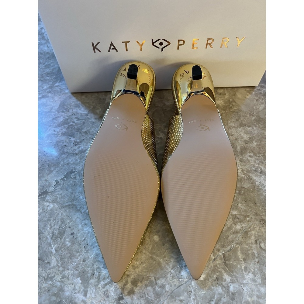 Katy Perry Micro Kitten Heel Sling Back Gold Women's Size 9 NEW Casual Buckle .. - Picture 5 of 6